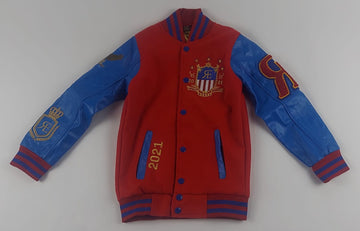 ROYAL ESTATE KIDS VARSITY JACKET LEATHER AND WOOL RED & GRAY BLUE & RED