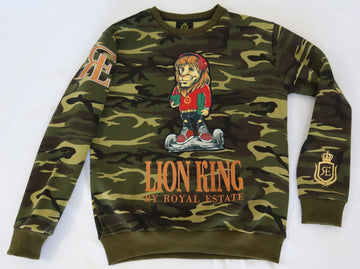 LION KING BY ROYAL ESTATE MONEY EMBROIDERED SWEATSHIRT 100% COTTON