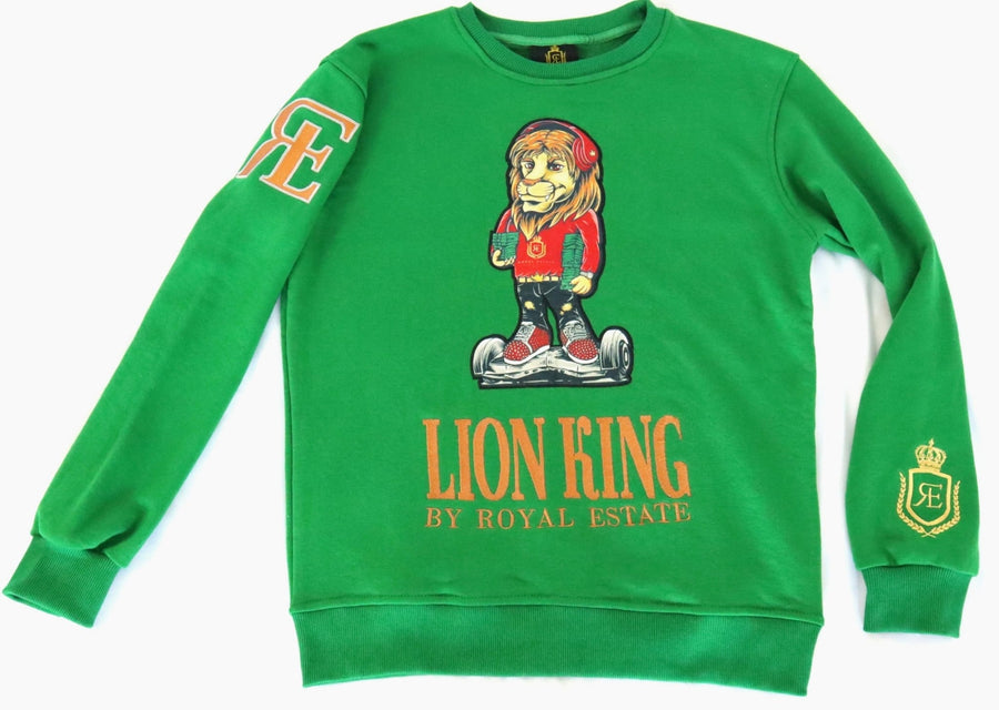 LION KING BY ROYAL ESTATE MONEY EMBROIDERED SWEATSHIRT 100% COTTON